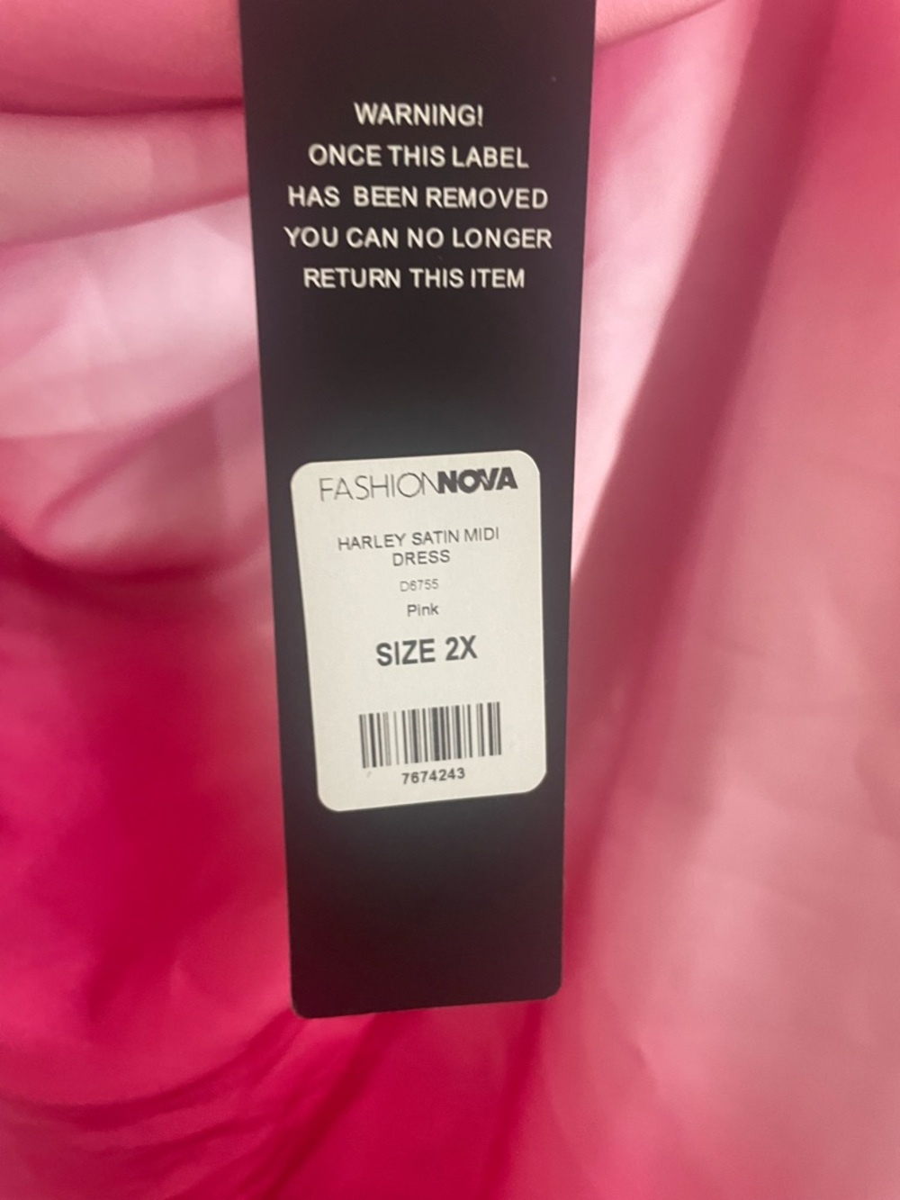 Fashion Nova Pink Ombré Satin Midi Dress - Picture 3 of 4